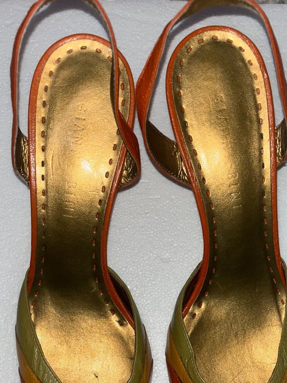 Gianni Bini Orange Green Yellow Wave-Accent Pointed Toe Heels - Picture 6 of 11